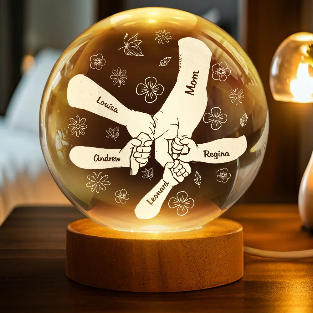 Hand In Hand I Will Always Protect You - Personalized Crystal Globe Lamp