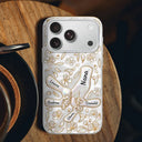 Gift For Wife, Gift For Mother, Gift For Grandma, Love - Hand In Hand Mom Grandma Nacre Effect 3D Inflated Effect Printed - Personalized Clear Phone Case
