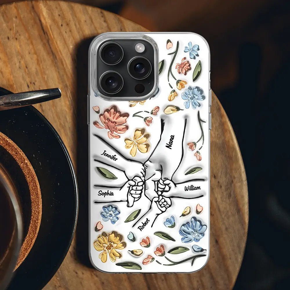 Hand In Hand, I Will Always Protect You - Gift For Mom, Grandma - 3D Inflated Effect Printed Personalized Clear Phone Case