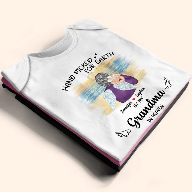 Memorial, Pregnant Mom, New Mom, New Dad, New baby, Parents - Hand Picked For Earth By My Grandpa Grandma - Personalized Baby Onesie