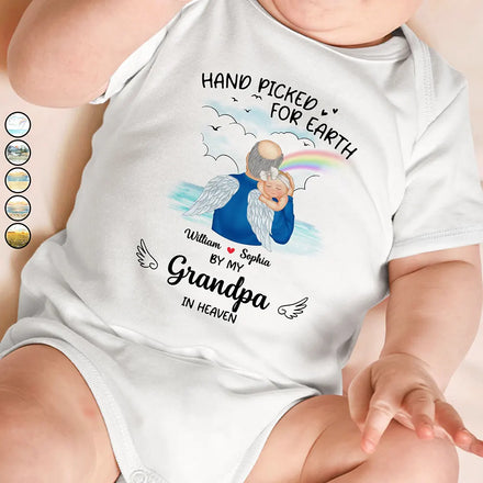 Hand Picked For Earth By My Grandpa Grandma - Personalized Baby Onesie