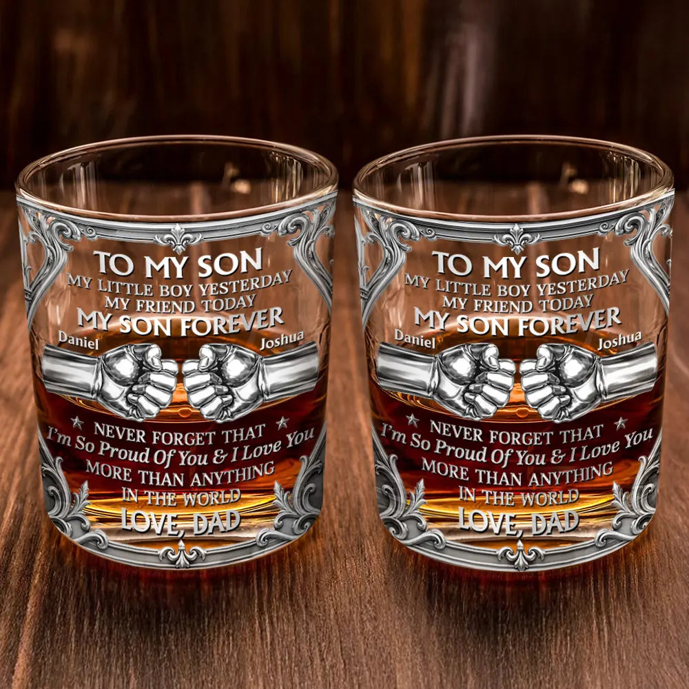 Dad - Sons,Gift For Son,Non-Eng,Icon,Inspirational - Hand Punch To My Son - Personalized Whiskey Glass