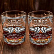 Dad - Sons,Gift For Son,Non-Eng,Icon,Inspirational - Hand Punch To My Son - Personalized Whiskey Glass