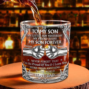 Dad - Sons,Gift For Son,Non-Eng,Icon,Inspirational - Hand Punch To My Son - Personalized Whiskey Glass