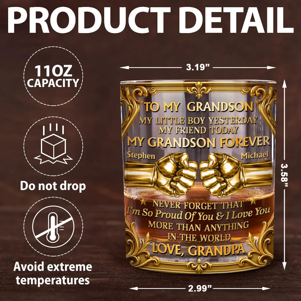 Dad - Sons,Gift For Son,Non-Eng,Icon,Inspirational - Hand Punch To My Son - Personalized Whiskey Glass