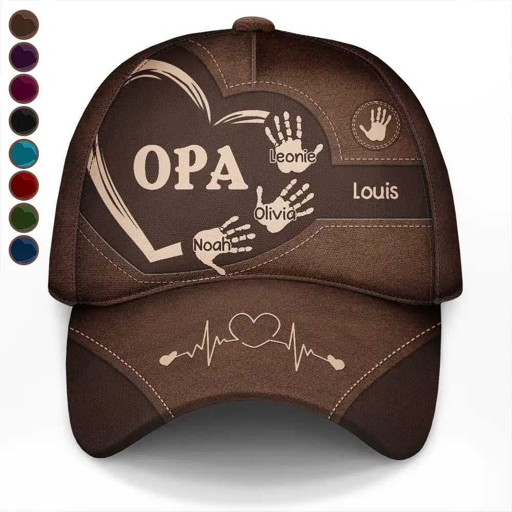 Handabdrücke Von Opa Papa Und Kindern - Personalisierte Klassische Kappe