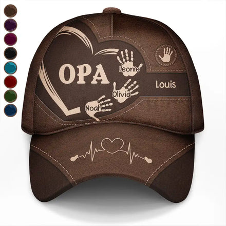 Handabdrücke Von Opa Papa Und Kindern - Personalisierte Klassische Kappe