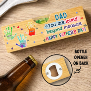 Gift For Father,Gift For Grandpa,Top Market,Icon,Grateful - Handprints Pawprints You Are Loved Beyond Measure - Personalized Bottle Opener Wood Level