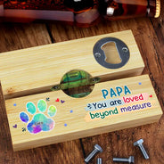 Gift For Father,Gift For Grandpa,Top Market,Icon,Grateful - Handprints Pawprints You Are Loved Beyond Measure - Personalized Bottle Opener Wood Level
