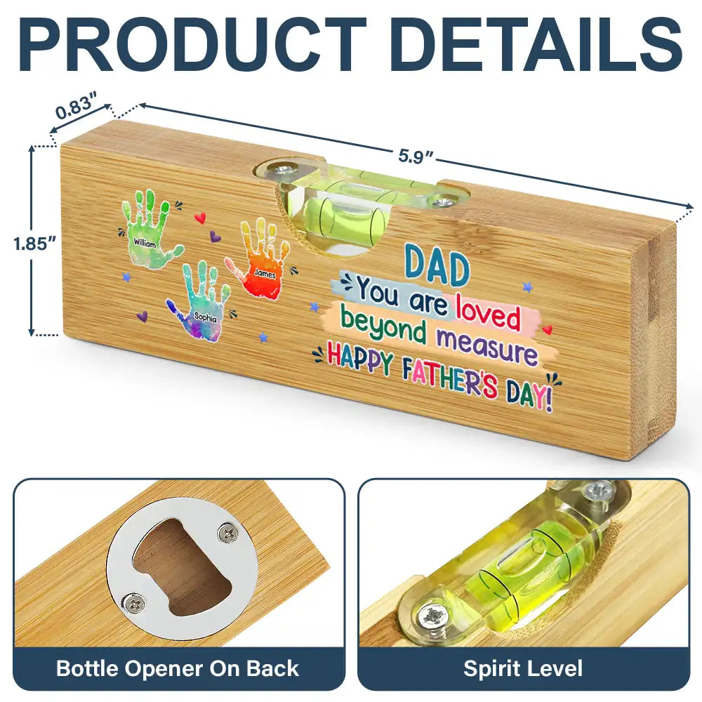 Gift For Father,Gift For Grandpa,Top Market,Icon,Grateful - Handprints Pawprints You Are Loved Beyond Measure - Personalized Bottle Opener Wood Level