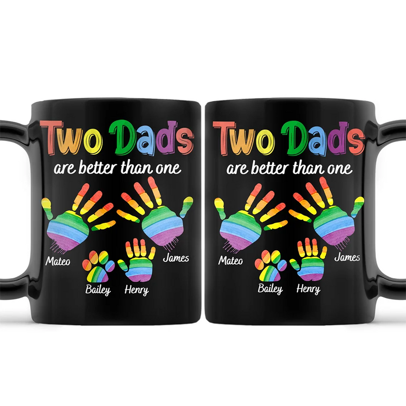 Gift For Couples,Gift For Husband,Gift For Wife,Gift For Boyfriend,Gift For Girlfriend,LGBT,Parents,Gift For Mother,Gift For Grandpa,Gift For Father,Grandpa - Grandkids,Dad - Children,Gift For Grandma,Mom - Children,Grandma - Grandkids,Dog Lovers,Dog Mom,Dog Dad,Dog Couple,Cat Lovers,Cat Mom,Cat Dad,Cat Couple,Pet Lovers,Pet Mom,Pet Dad,Pet Couple,Family,Love - Handprints Two Are Better Than One - Personalized Black Mug