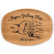 Gift For Father,Gift For Grandpa,Grilling,Non-Eng,Icon,Proud - Handpunch Dad's Grilling Plate - Personalized Plate