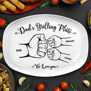 Gift For Father,Gift For Grandpa,Grilling,Non-Eng,Icon,Proud - Handpunch Dad's Grilling Plate - Personalized Plate