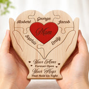 Gift For Mother,Love,Gift For Grandma,Top Market - Hands Holding Heart You Are The Piece That Holds Us Together - Personalized Custom Shaped Wooden Puzzle
