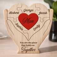 Gift For Mother,Love,Gift For Grandma,Top Market - Hands Holding Heart You Are The Piece That Holds Us Together - Personalized Custom Shaped Wooden Puzzle