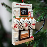 Love,Christmas,Gift For Bestie,Gifts For Colleagues - Hanging Socks Cozy Fireplace Family Friend Team - Personalized Embossed Ceramic Ornament