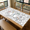 Playful,Back To School,Gift For Kids,Icon,Custom Text - Happy Birthday For Boy Girl - Personalized Coloring Tablecloth
