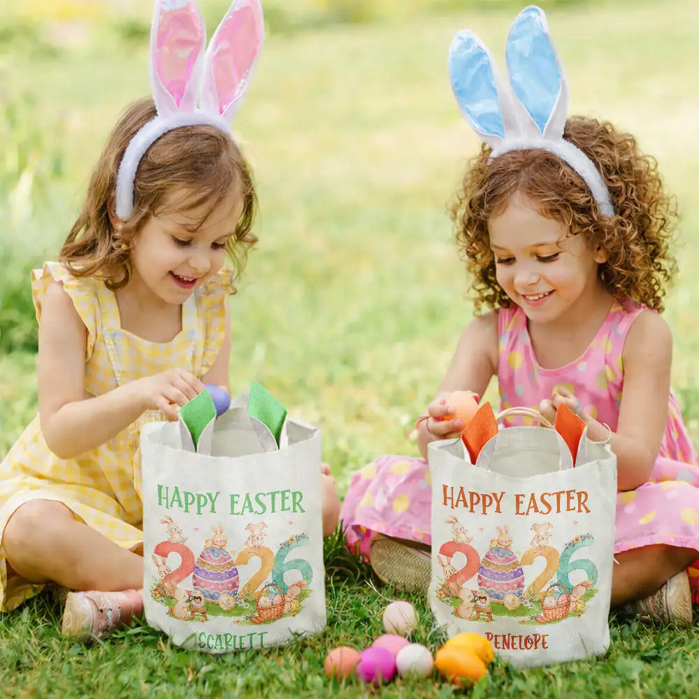 Easter,Non-Eng,Gift For Kids,Gift For Grandkids,Grandma - Grandkids,Grandpa - Grandkids,Dad - Children,Mom - Children,Happy - Happy Easter - Personalized Bunny Ears Bucket Bag