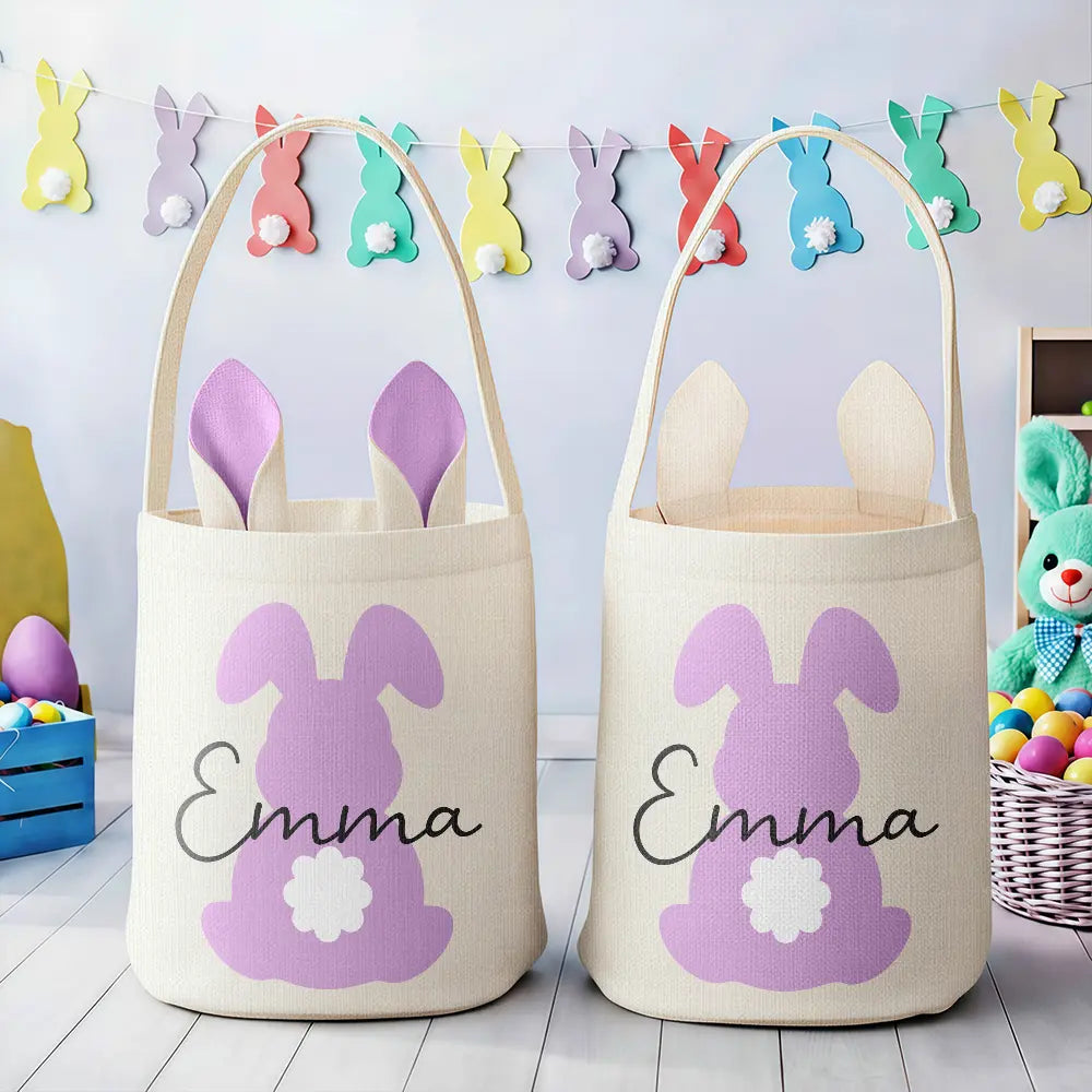 Easter,Gift For Kids,Grandma,Grandkids,Gift For Grandkids,Grandpa,Dad,Children,Mom,Happy - Happy Easter Backside Bunny - Personalized Bunny Ears Bucket Bag