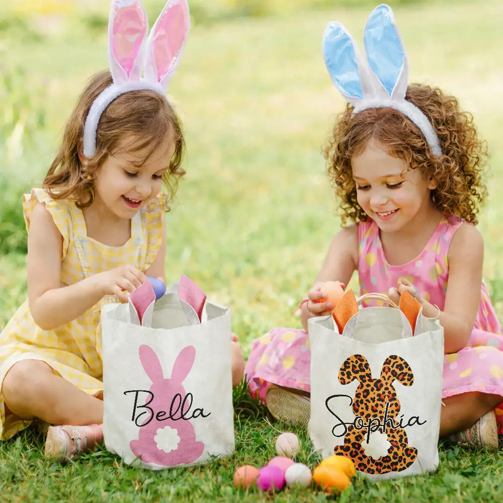 Easter,Gift For Kids,Grandma,Grandkids,Gift For Grandkids,Grandpa,Dad,Children,Mom,Happy - Happy Easter Backside Bunny - Personalized Bunny Ears Bucket Bag