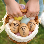 Easter,Gift For Kids,Grandma - Grandkids,Gift For Grandkids,Grandpa - Grandkids,Dad - Children,Mom - Children,Happy,Stick Figure - Happy Easter Kids Stick Figure - Personalized Musical Wooden Easter Egg Shaker