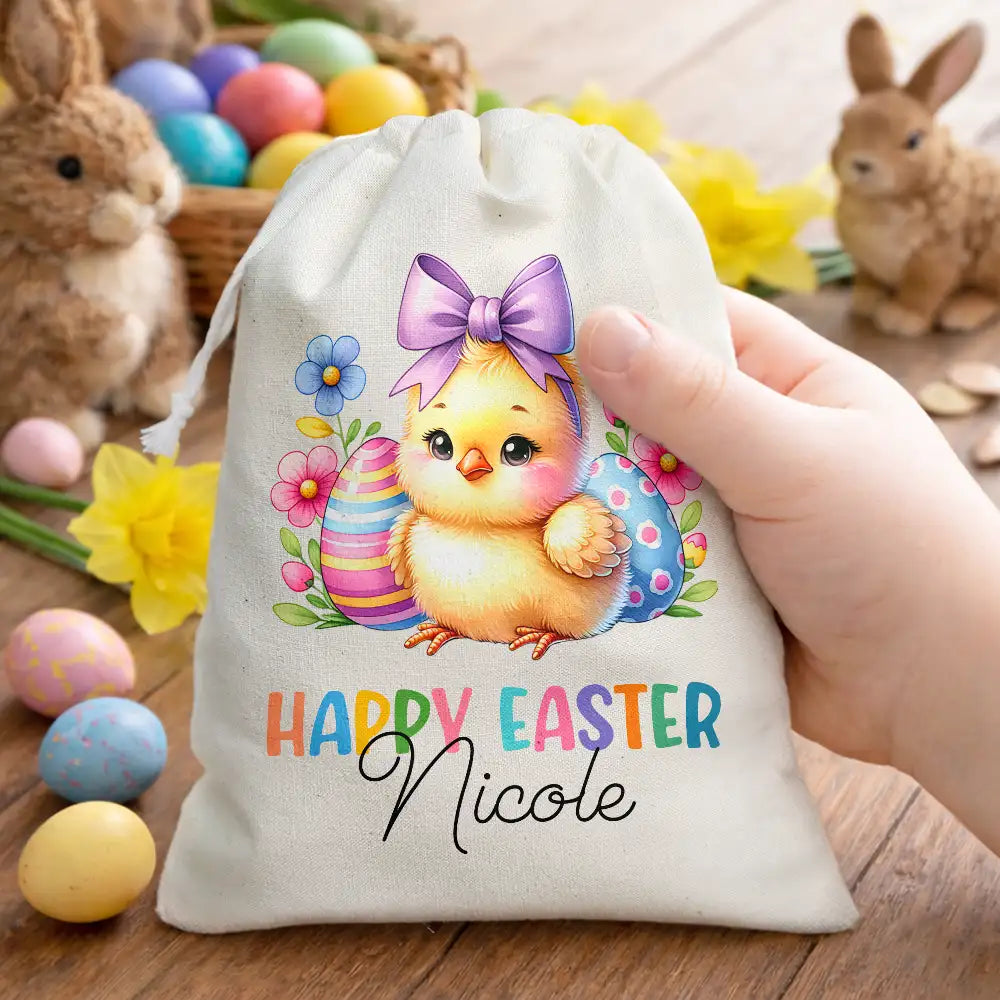Grandpa - Grandkids,Gift For Kids,Grandma - Grandkids,Gift For Grandkids,Dad - Children,Mom - Children,Easter,Happy - Happy Easter Watercolor Bunny - Personalized Favor Bag