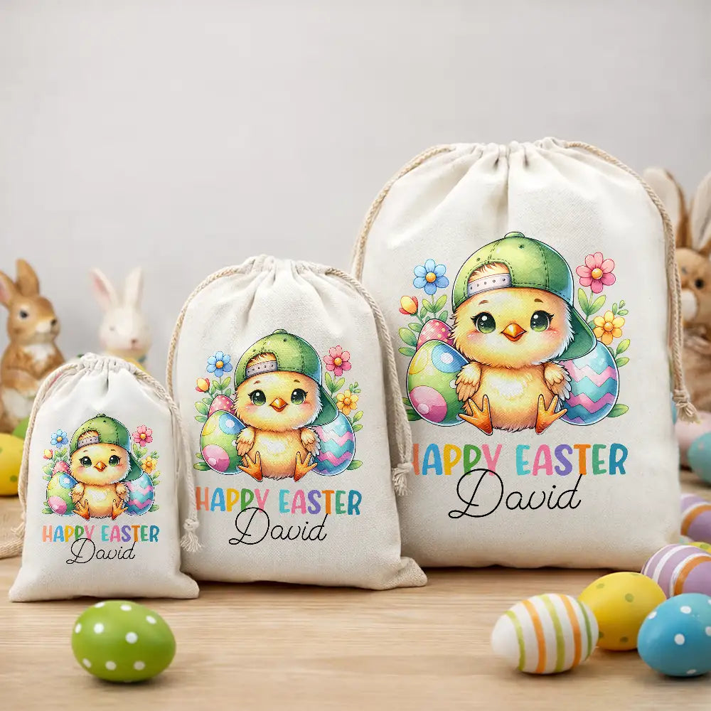Grandpa - Grandkids,Gift For Kids,Grandma - Grandkids,Gift For Grandkids,Dad - Children,Mom - Children,Easter,Happy - Happy Easter Watercolor Bunny - Personalized Favor Bag