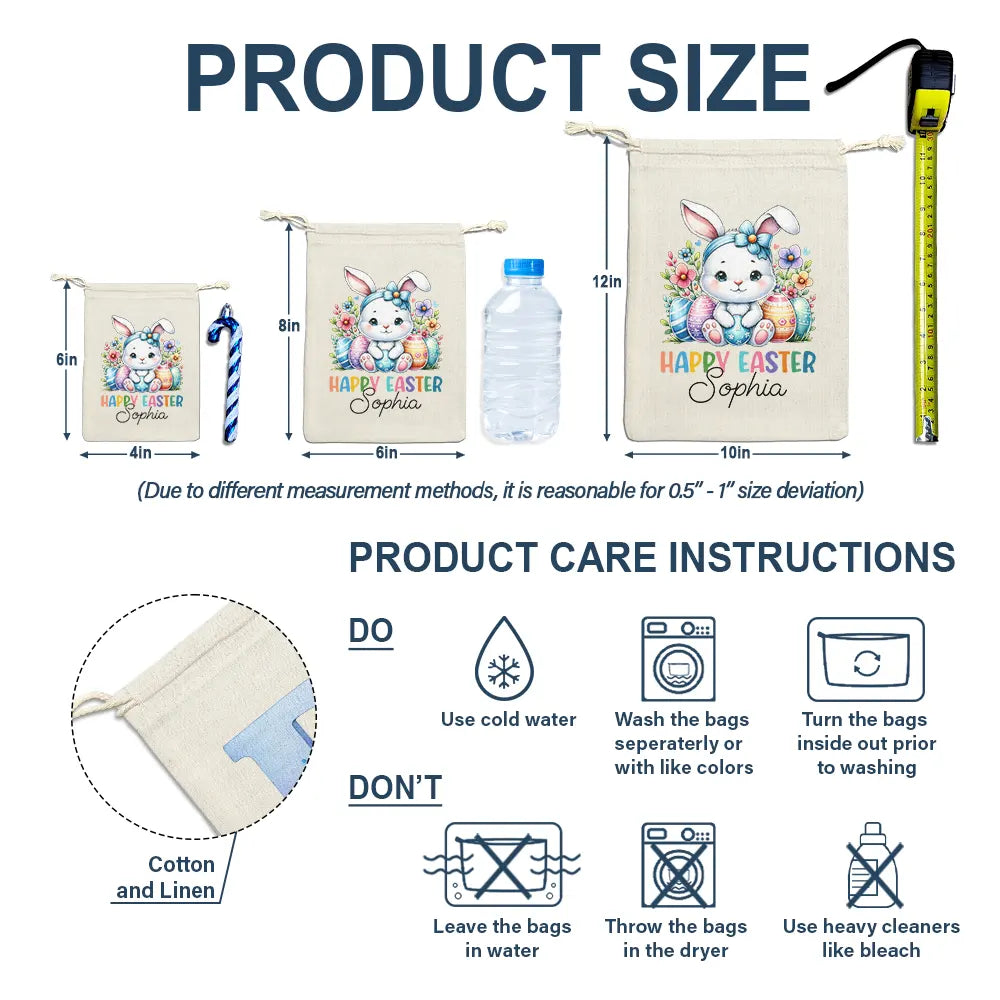 Grandpa - Grandkids,Gift For Kids,Grandma - Grandkids,Gift For Grandkids,Dad - Children,Mom - Children,Easter,Happy - Happy Easter Watercolor Bunny - Personalized Favor Bag