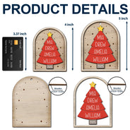 Christmas, Family, Parents, Gift For Grandparents, Happy, Gift For Sibling - Happy Family Christmas Tree - Personalized 2-Layered Wooden Ornament