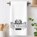 Happy, Gift For Couples, Gift For Wife, Parents, Gift For Mother, Family, Gift For Grandma - Happy Family Monogram - Personalized Kitchen Towel