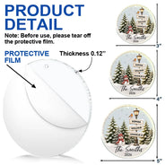 Christmas,Cozy,Family,Custom Text - Happy Family Name Snowman - Personalized Circle Acrylic Ornament