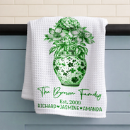 Gift For Wife,Gift For Mother,Gift For Grandma,Happy,Family,Gift For Women - Happy Family Toile Birth Flower Vase - Personalized Kitchen Towel