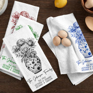 Gift For Wife,Gift For Mother,Gift For Grandma,Happy,Family,Gift For Women - Happy Family Toile Birth Flower Vase - Personalized Kitchen Towel