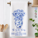 Gift For Wife,Gift For Mother,Gift For Grandma,Happy,Family,Gift For Women - Happy Family Toile Birth Flower Vase - Personalized Kitchen Towel