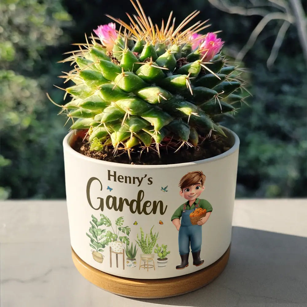 Gift For Yourself,Gift For Women,Gift For Men,Gardening,Happy,Gift For Wife,Gift For Mother,Gift For Grandma - Happy Garden - Personalized Ceramic Plant Pot