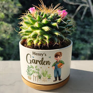 Gift For Yourself,Gift For Women,Gift For Men,Gardening,Happy,Gift For Wife,Gift For Mother,Gift For Grandma - Happy Garden - Personalized Ceramic Plant Pot