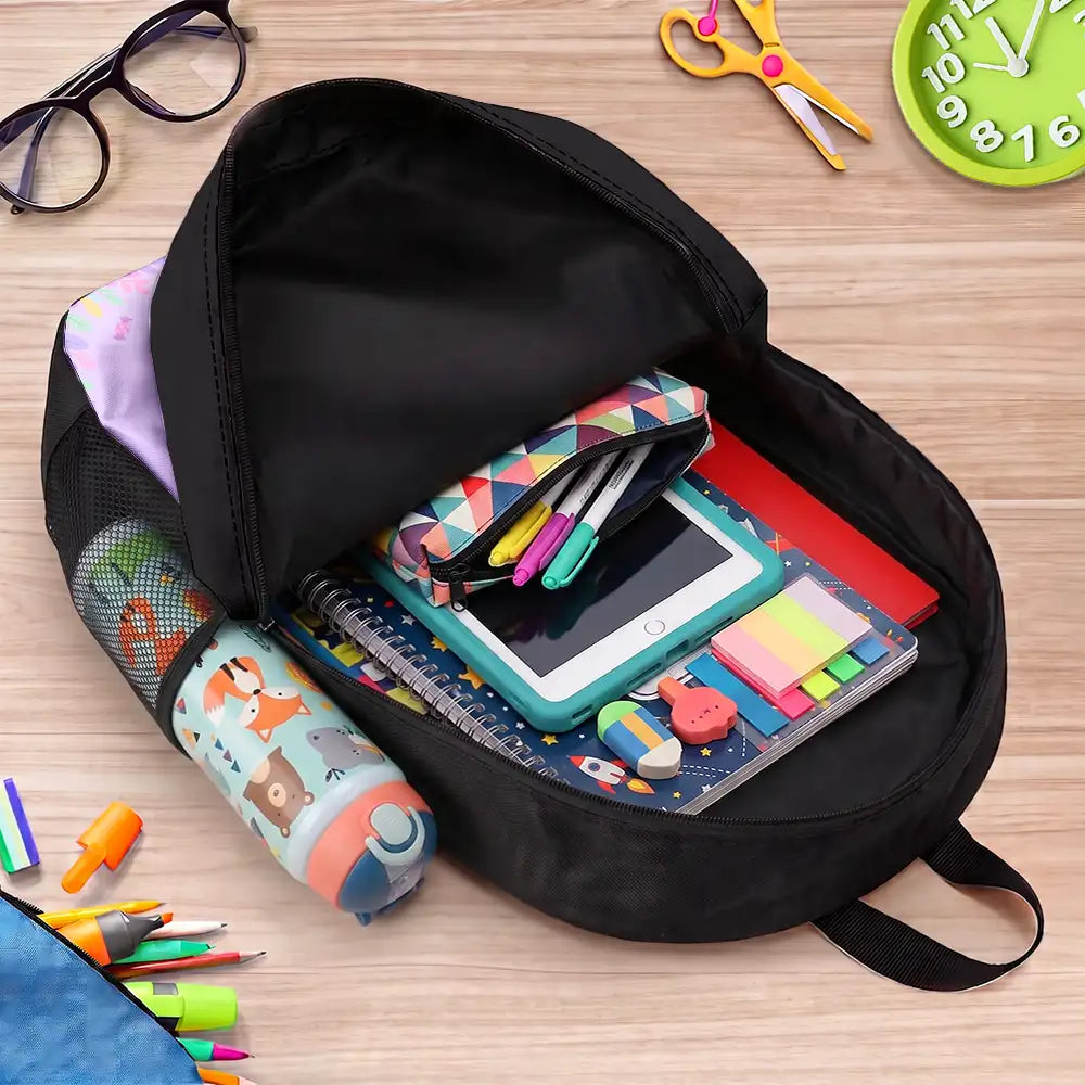 Adorable,Back To School,Gift For Kids,Vector - Happy Kid With School Supplies - Personalized Kids Backpack