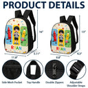 Adorable,Back To School,Gift For Kids,Vector - Happy Kid With School Supplies - Personalized Kids Backpack