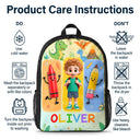 Adorable,Back To School,Gift For Kids,Vector - Happy Kid With School Supplies - Personalized Kids Backpack