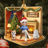 Pet Lovers,Pet Mom,Pet Dad,Dog Lovers,Dog Mom,Dog Dad,Cat Lovers,Cat Mom,Cat Dad,Christmas,Happy - Happy Pawlidays Christmas House Model - Personalized Custom Shaped Acrylic Ornament