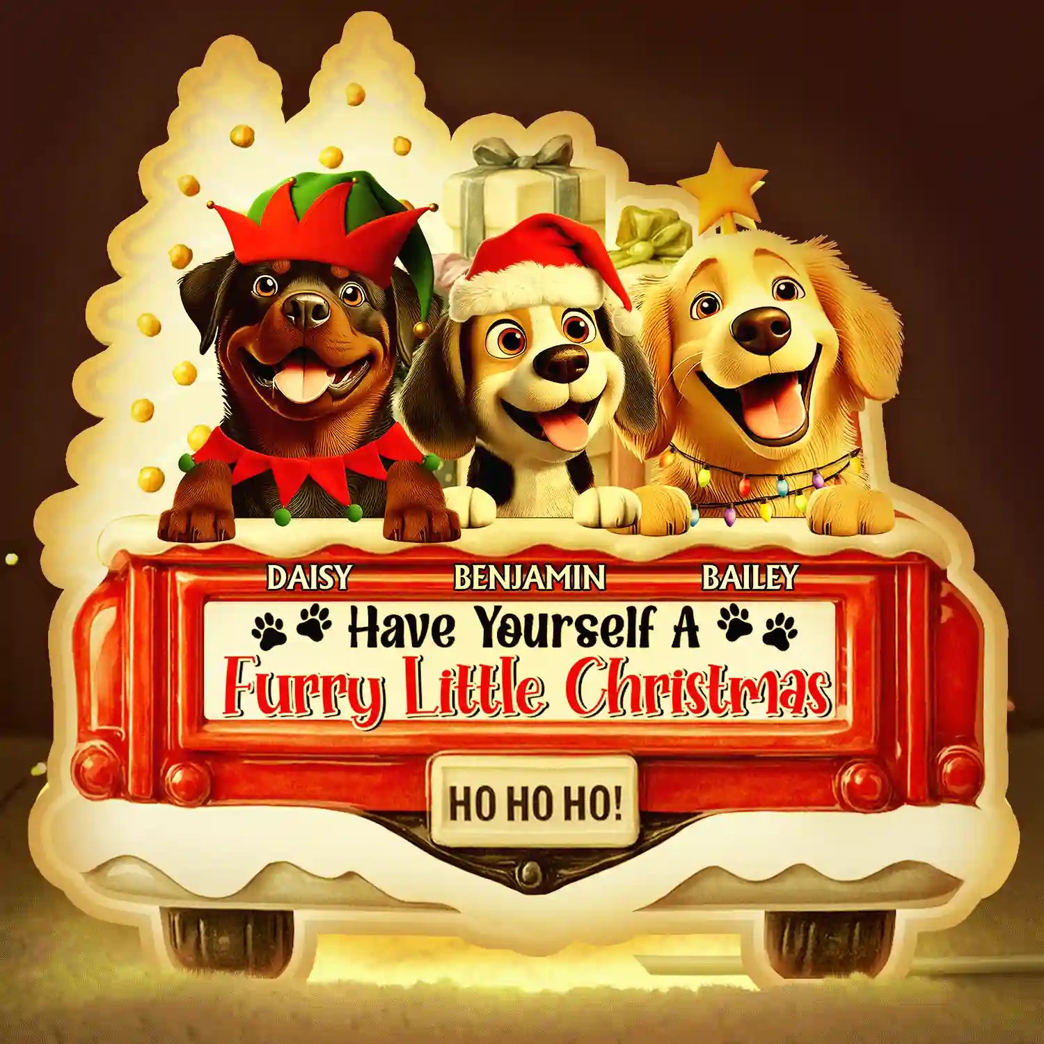 Dog Lovers,Christmas,Funny,Pet Lovers - Have Yourself A Furry Little Christmas - Personalized Custom Shaped Light Box