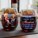 Gift For Bestie,Gifts For Colleagues,Gift For Sisters,Funny,Gift For Sibling - Here's To Another Year Of Bonding Over Alcohol - Personalized Stemless Wine Glass