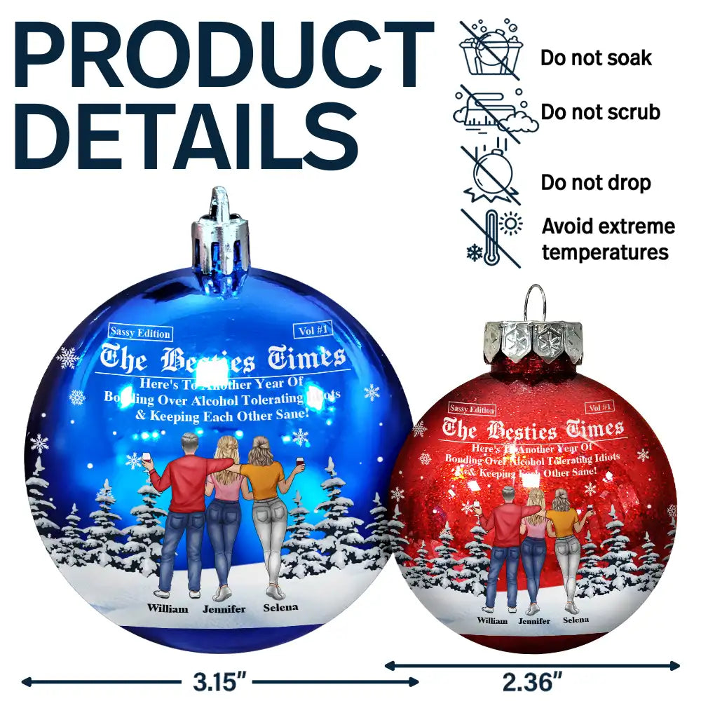 Gift For Bestie, Christmas, Happy, Gift For Sisters - Here's To Another Year Of Us The Besties Times - Personalized Ball Ornament