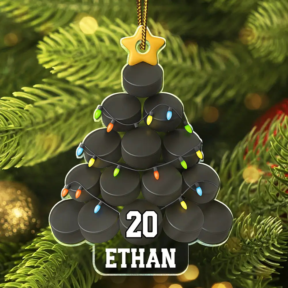 Hockey Christmas Tree - Personalized Custom Shaped Acrylic Ornament