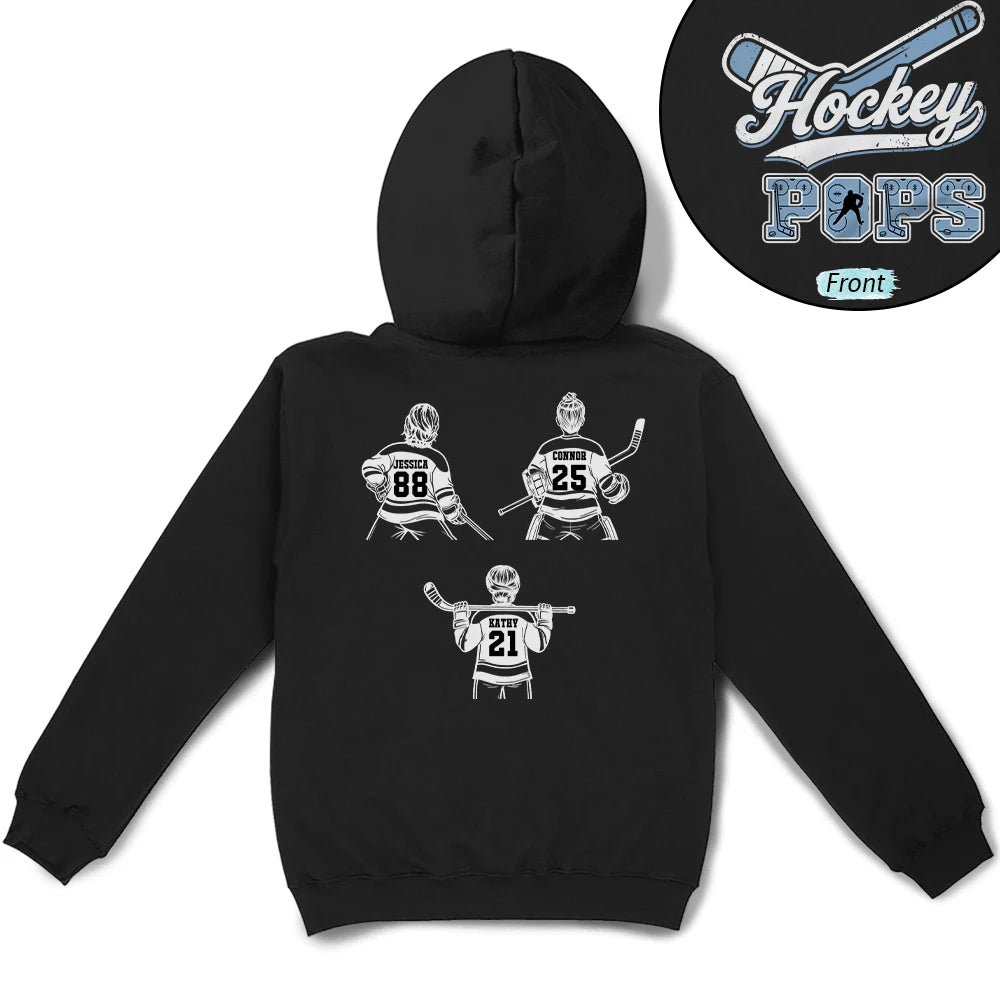 Gift For Father,Sport Dad,Happy - Hockey Dad Mom Kids Backside - Personalized T Shirt