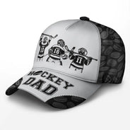 Gift For Father,Gift For Grandpa,Hockey,Non-Eng,Icon,Confident - Hockey Dad Papa Kids Backside Line Art - Personalized Classic Cap