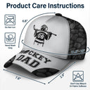 Gift For Father,Gift For Grandpa,Hockey,Non-Eng,Icon,Confident - Hockey Dad Papa Kids Backside Line Art - Personalized Classic Cap