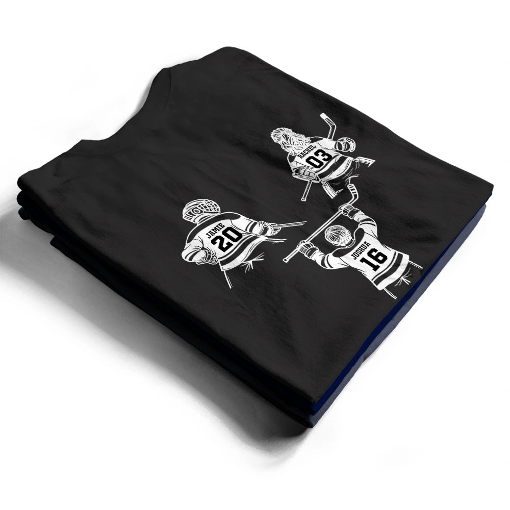 Gift For Father,Gift For Grandpa,Hockey,Non-Eng,Icon,Confident - Hockey Dad Papa Kids Backside Line Art - Personalized T Shirt