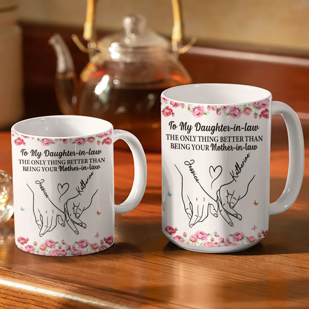 Gift For Daughter,Mom - Daughters (Adult),Grandma - Grandkids,Love,Icon - Holding Hand Watching You Be A Mom - Personalized White Edge-to-Edge Mug