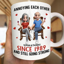 Gift For Couples,Old Couples,Gift For Husband,Gift For Wife,Gift For Boyfriend,Gift For Girlfriend,Love - Holding Hands Sitting Couple Annoying Each Other - Personalized Mug